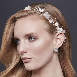 3D Flower Ribbon-Tie Headband with Pearls
